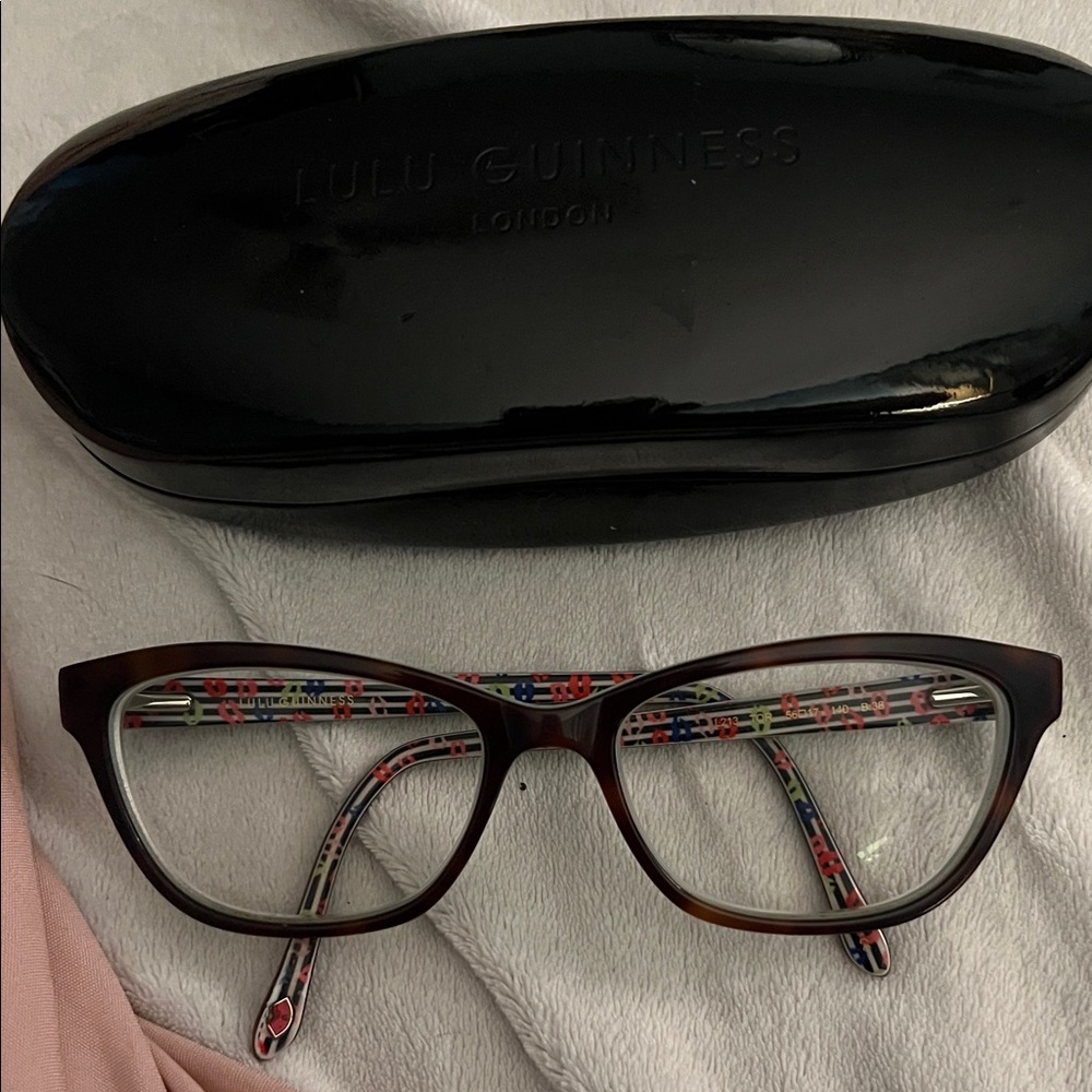 Lulu Guinness Tortoiseshell Glasses with Patterned Arms